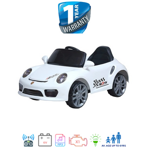 i-Glide™ Kids Electric Ride On Car Porsche Carrera White