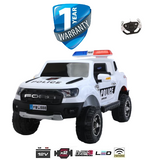 i-Glide™ Kids Electric Ride On Car Police Ford Bakkie White
