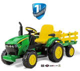 Kids Electric Ride On Peg Perego John Deere Ground Force & Trailer L